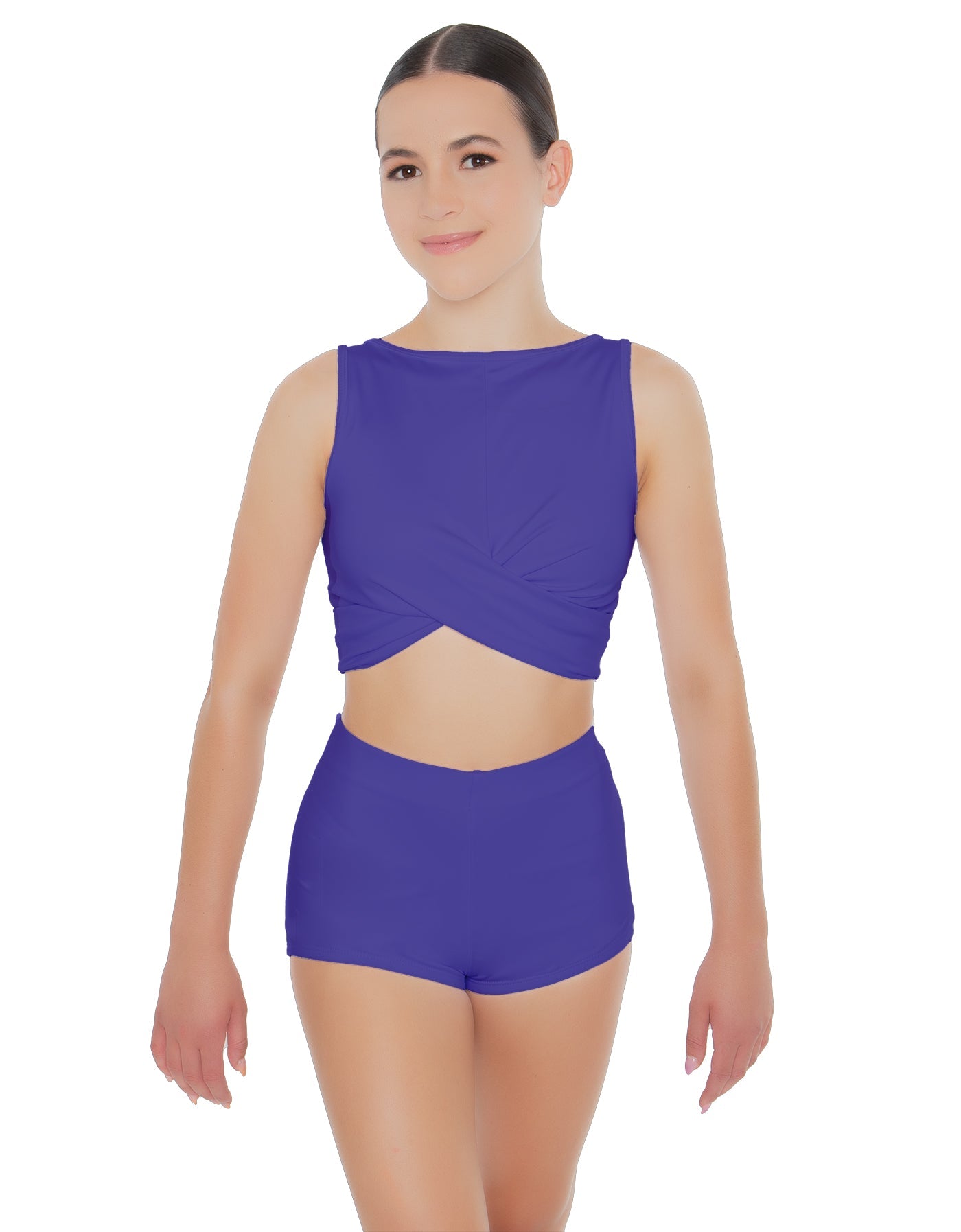 Solid Lycra Twisted Crop Top