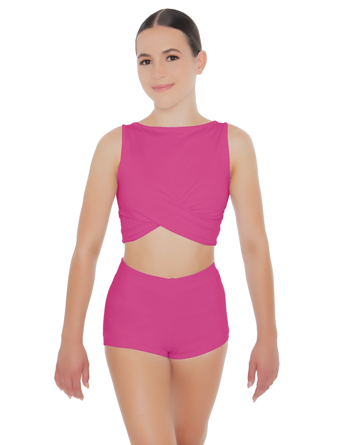 Solid Lycra Twisted Crop Top