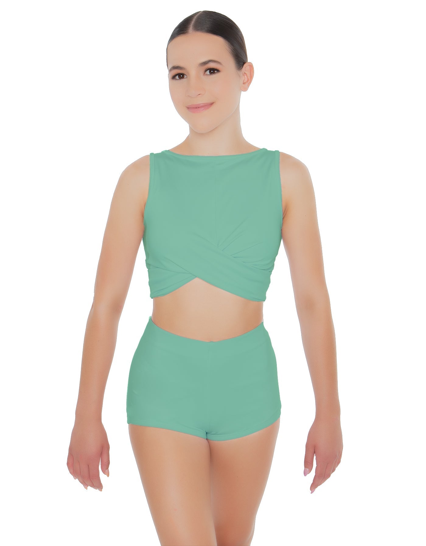 Solid Lycra Twisted Crop Top