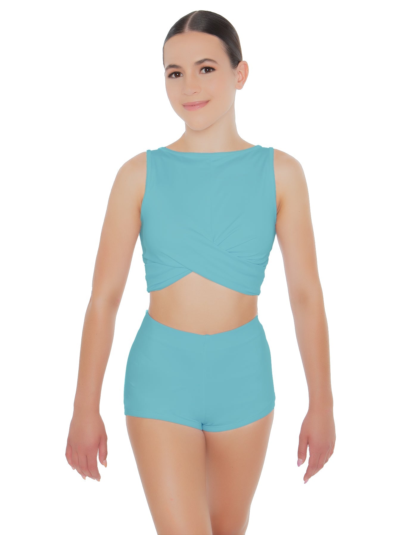 Solid Lycra Twisted Crop Top