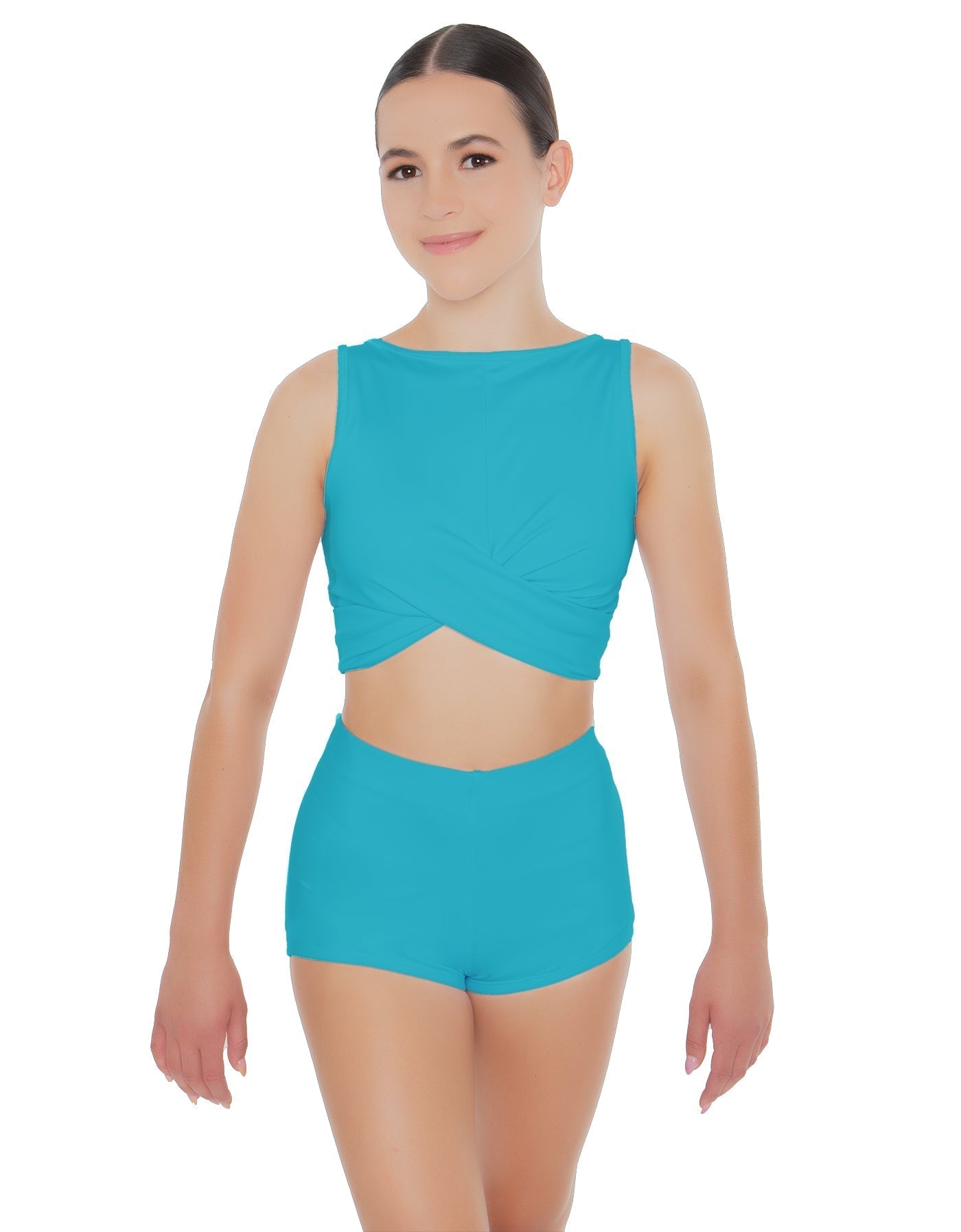 Solid Lycra Twisted Crop Top