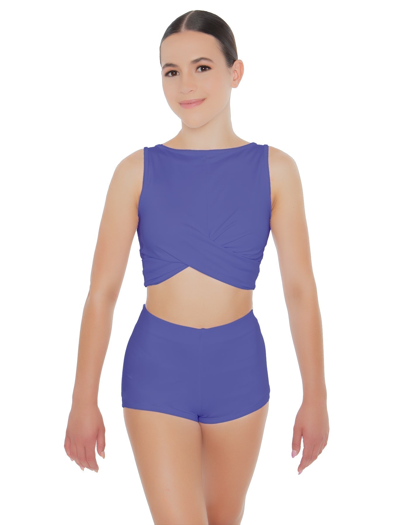 Solid Lycra Twisted Crop Top