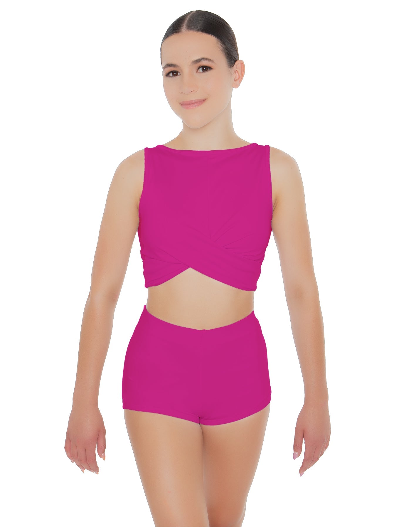 Solid Lycra Twisted Crop Top