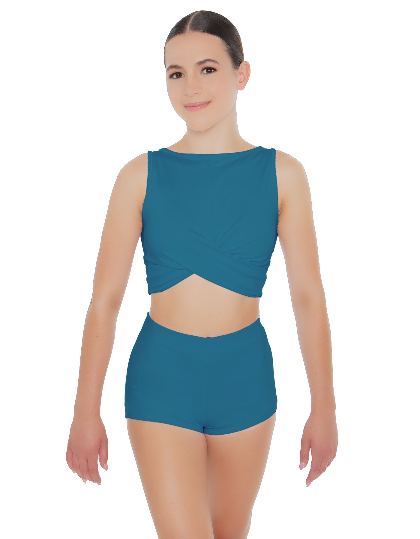Solid Lycra Twisted Crop Top