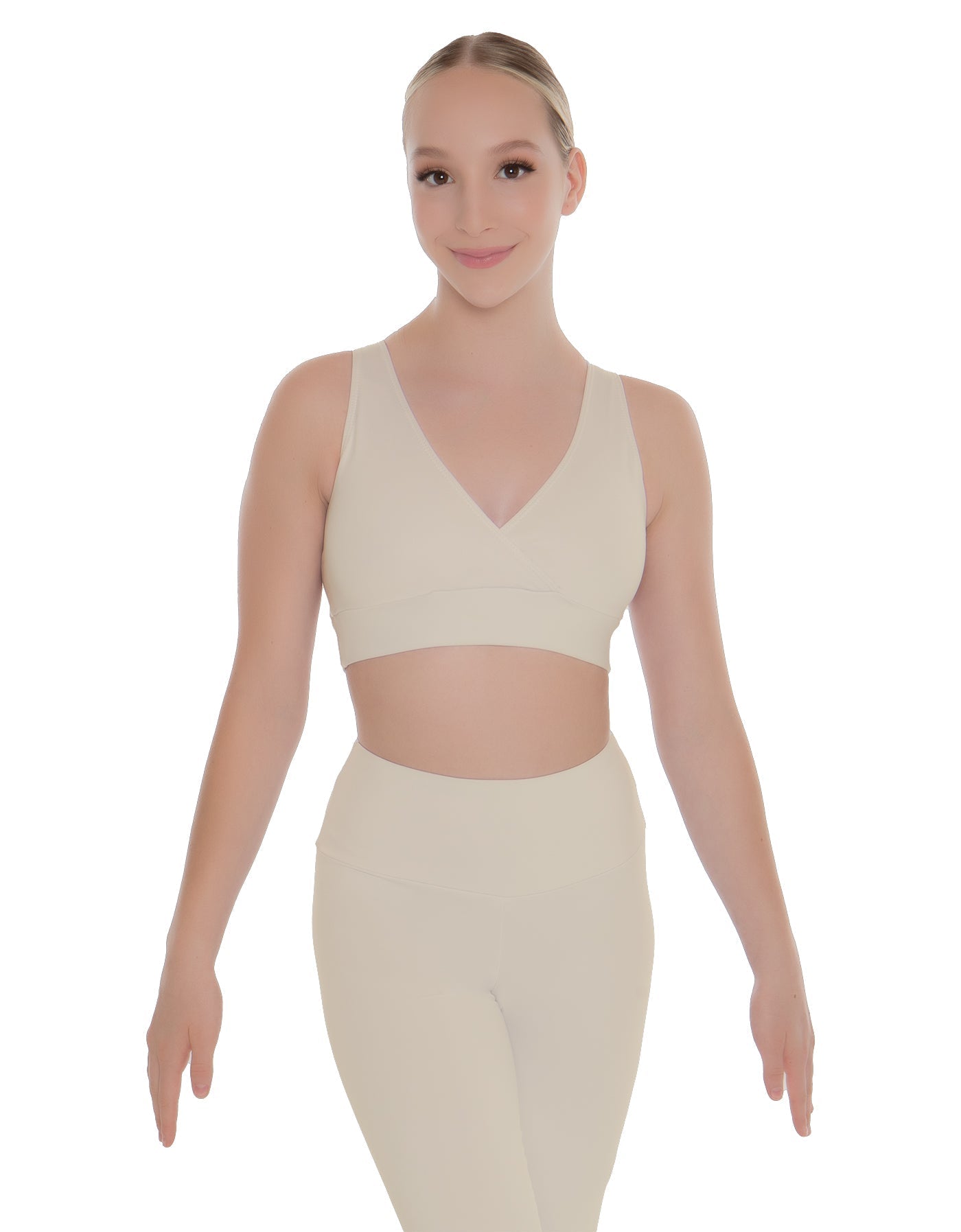 Solid Lycra Crossover Sleeveless Crop Top