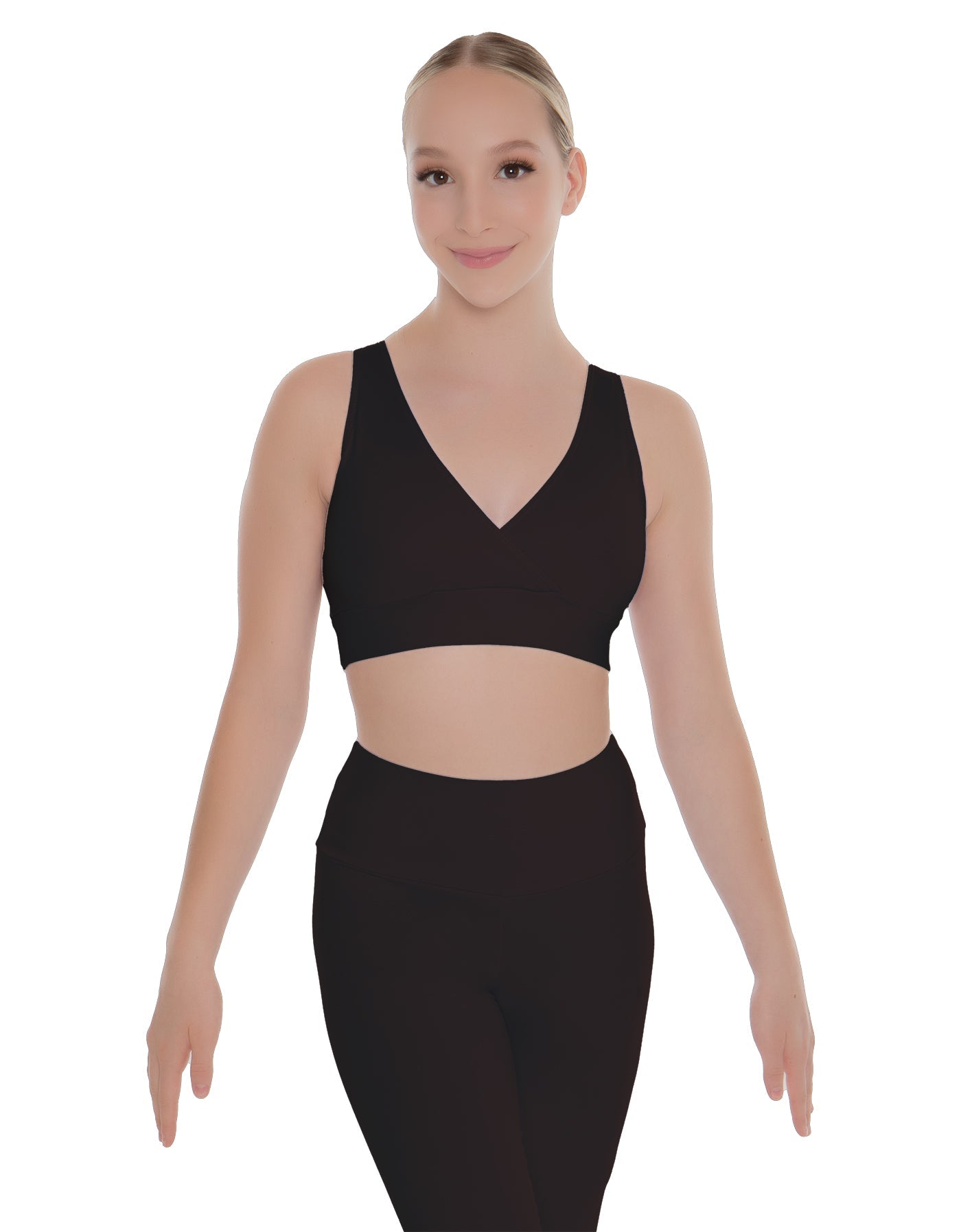 Solid Lycra Crossover Sleeveless Crop Top