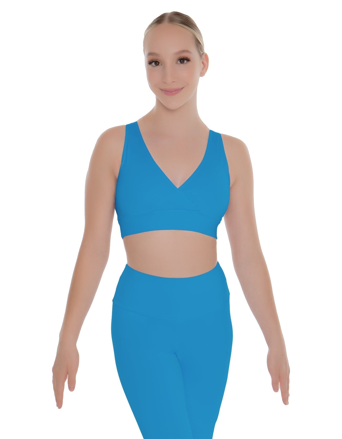 Solid Lycra Crossover Sleeveless Crop Top