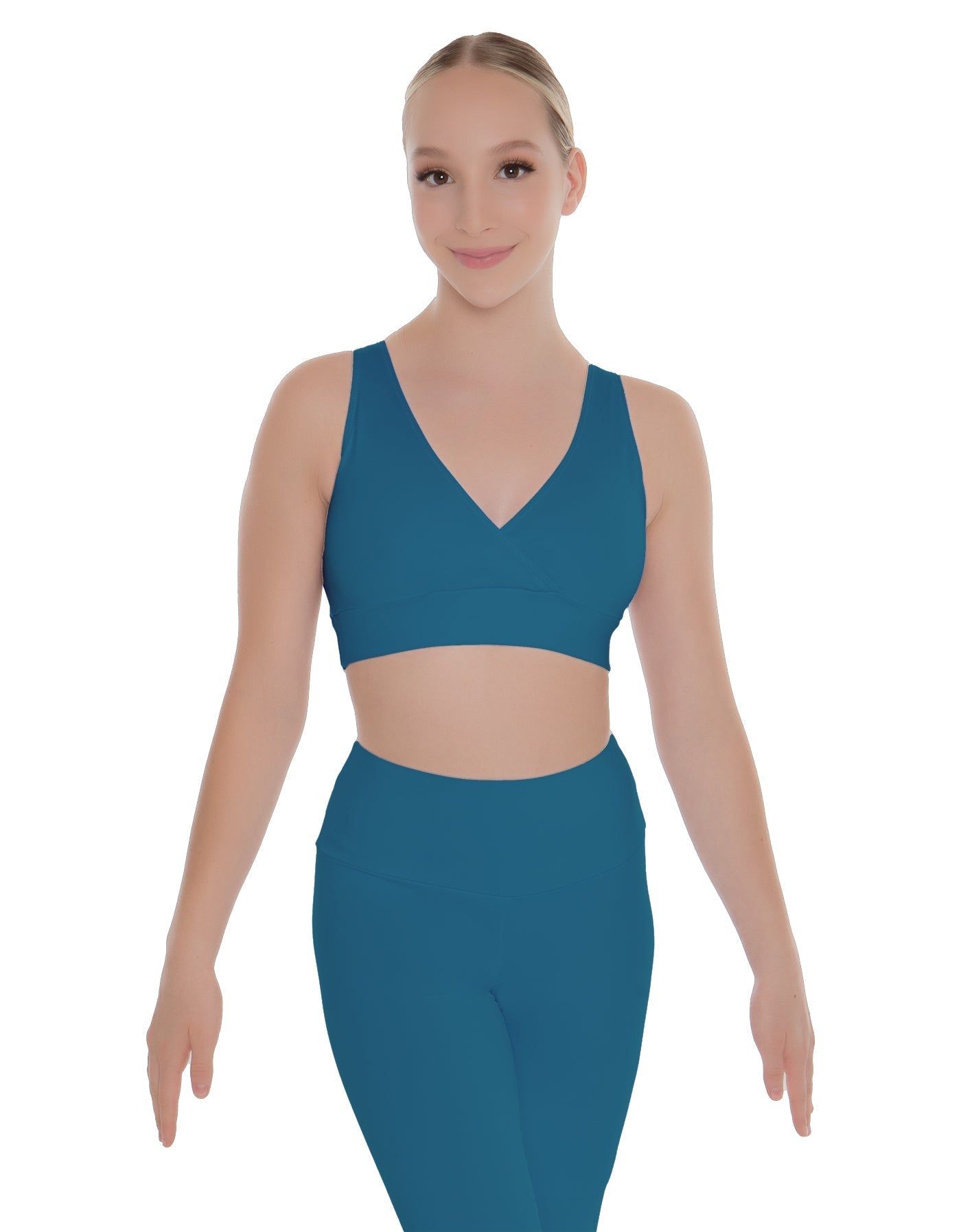 Solid Lycra Crossover Sleeveless Crop Top