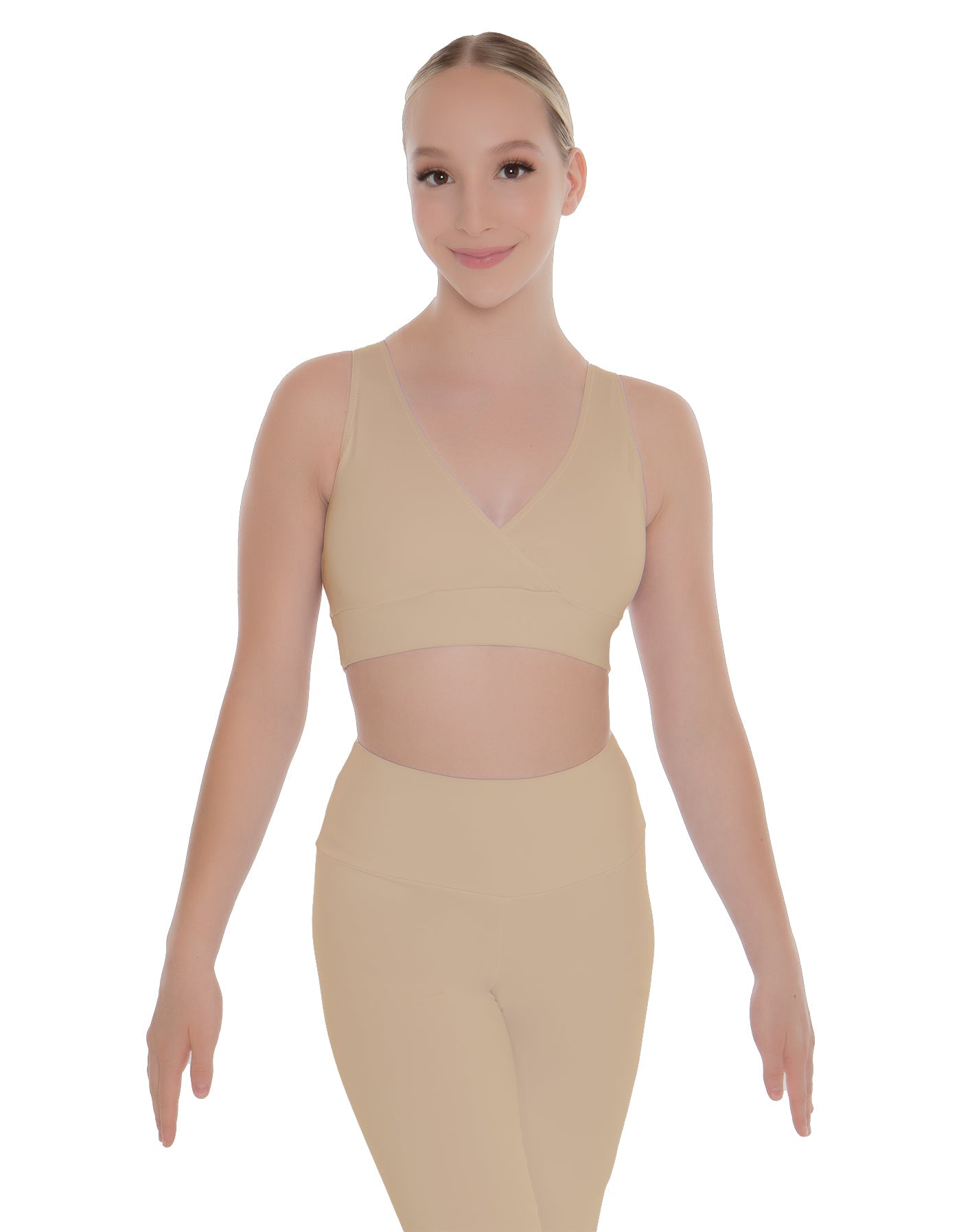 Solid Lycra Crossover Sleeveless Crop Top