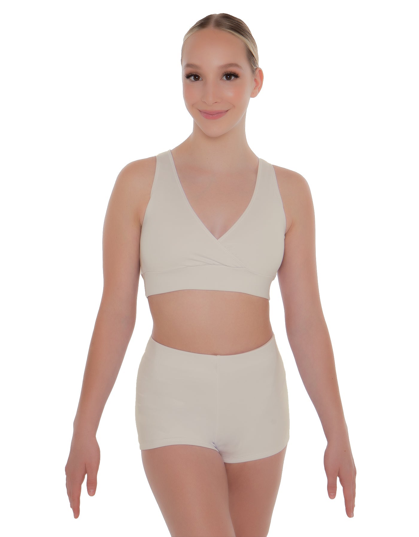 Solid Lycra Crossover Front Back Sleeveless Crop Top