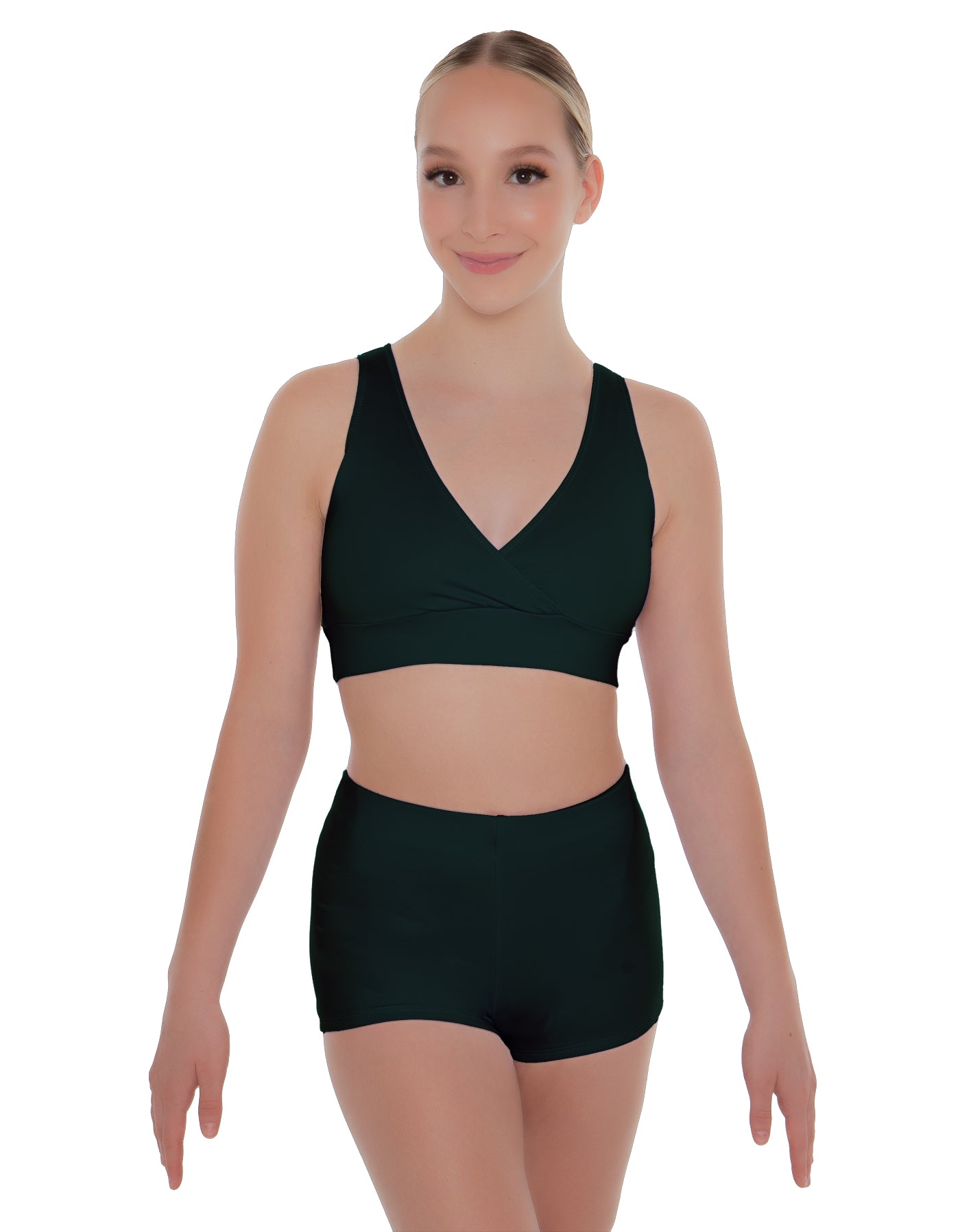Solid Lycra Crossover Front Back Sleeveless Crop Top