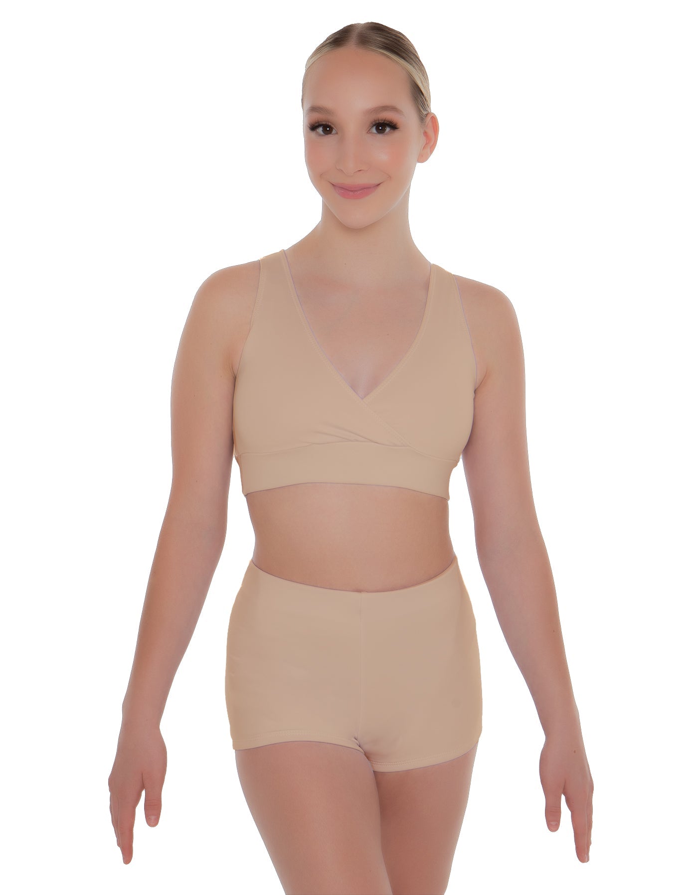 Solid Lycra Crossover Front Back Sleeveless Crop Top