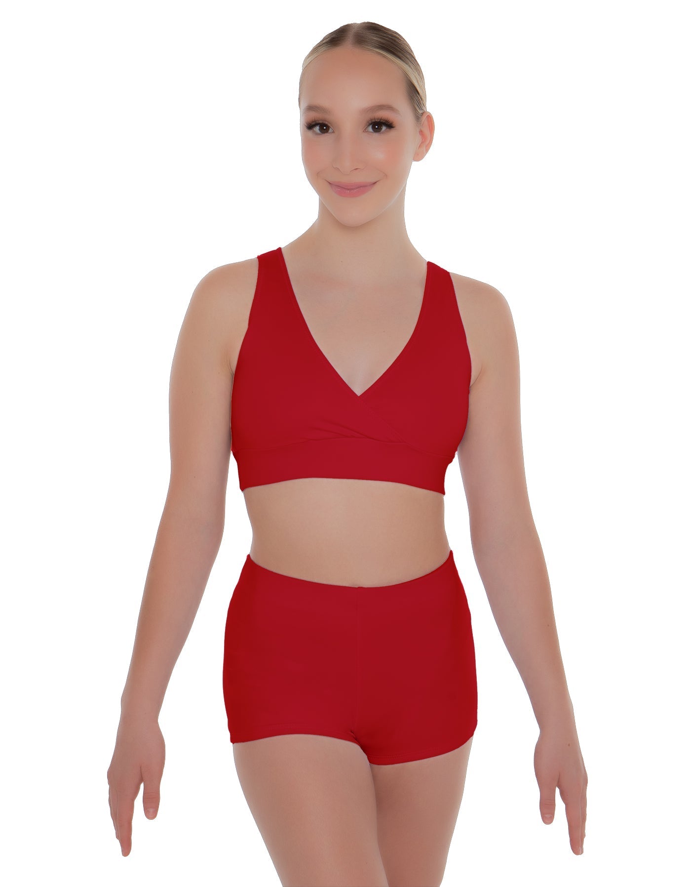 Solid Lycra Crossover Front Back Sleeveless Crop Top