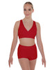 Solid Lycra Crossover Front Back Sleeveless Crop Top