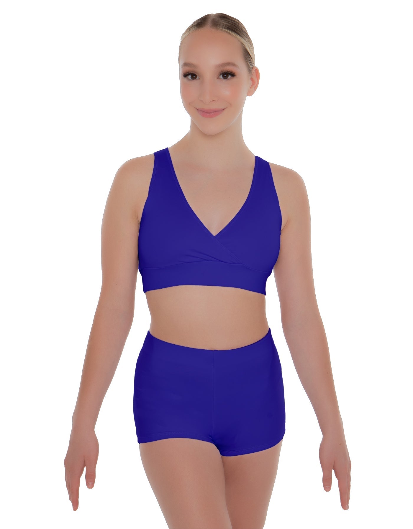Solid Lycra Crossover Front Back Sleeveless Crop Top