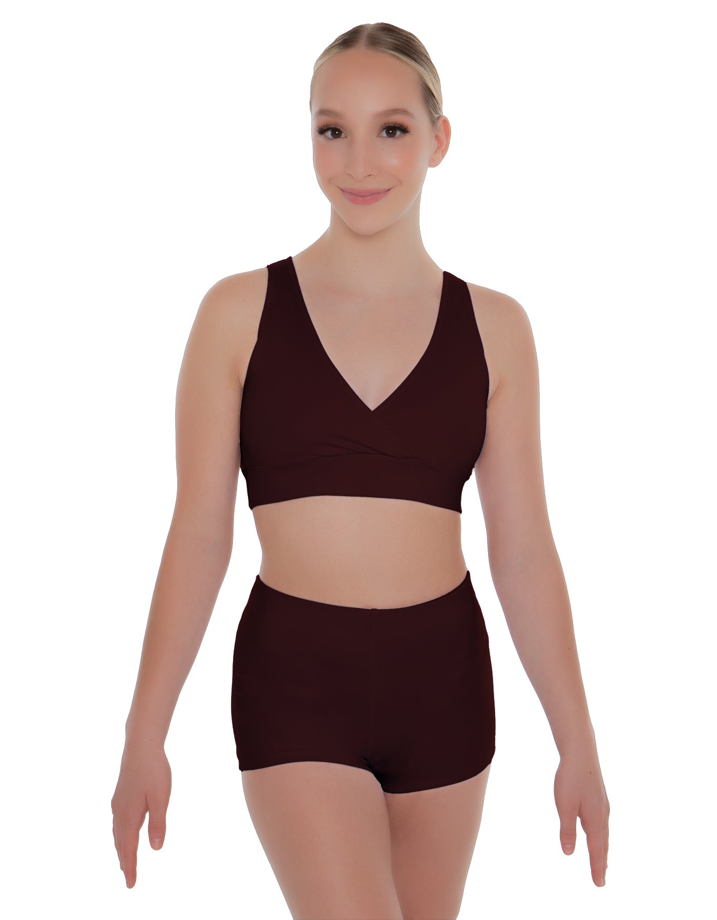 Solid Lycra Crossover Front Back Sleeveless Crop Top
