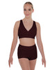 Solid Lycra Crossover Front Back Sleeveless Crop Top