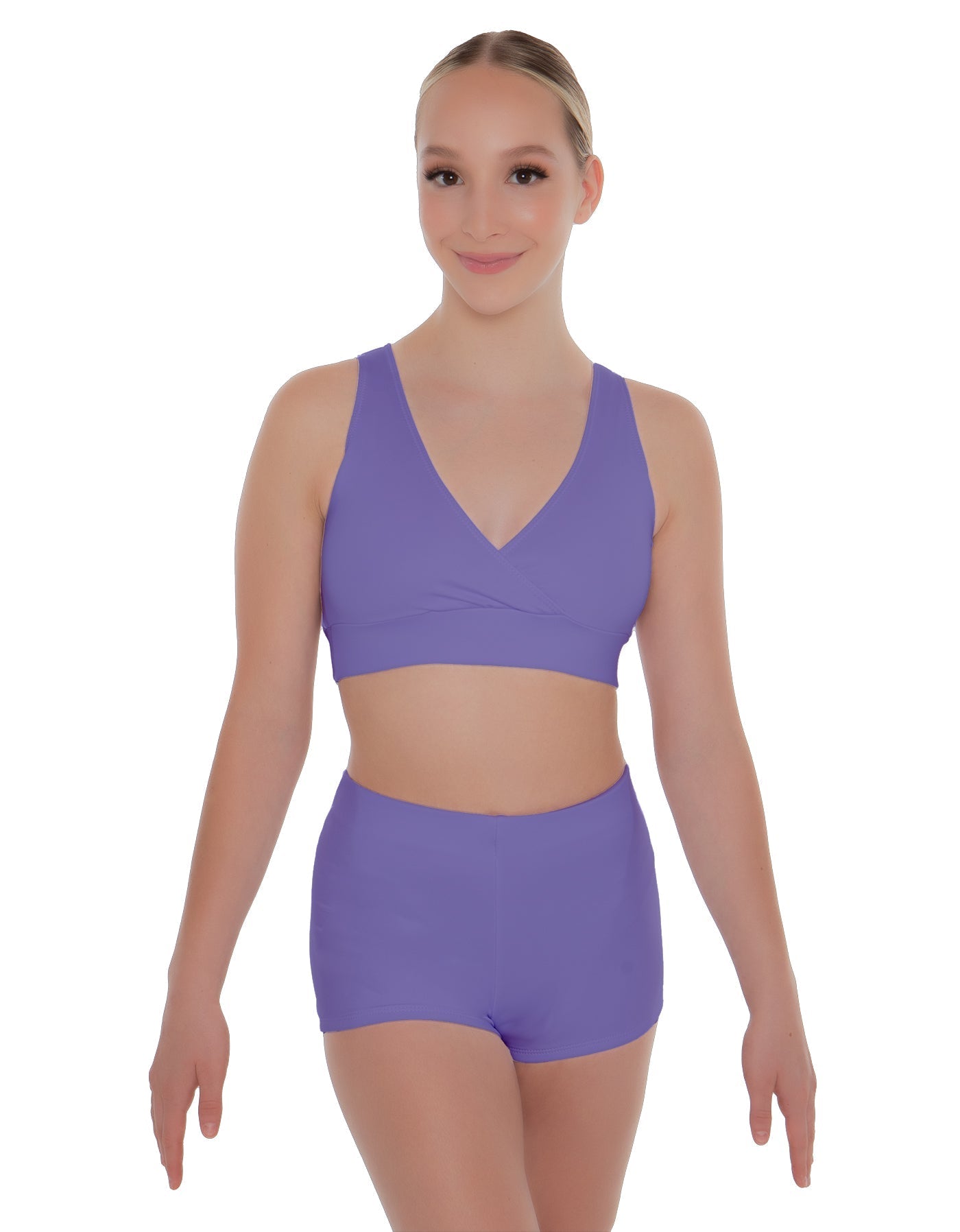 Solid Lycra Crossover Front Back Sleeveless Crop Top