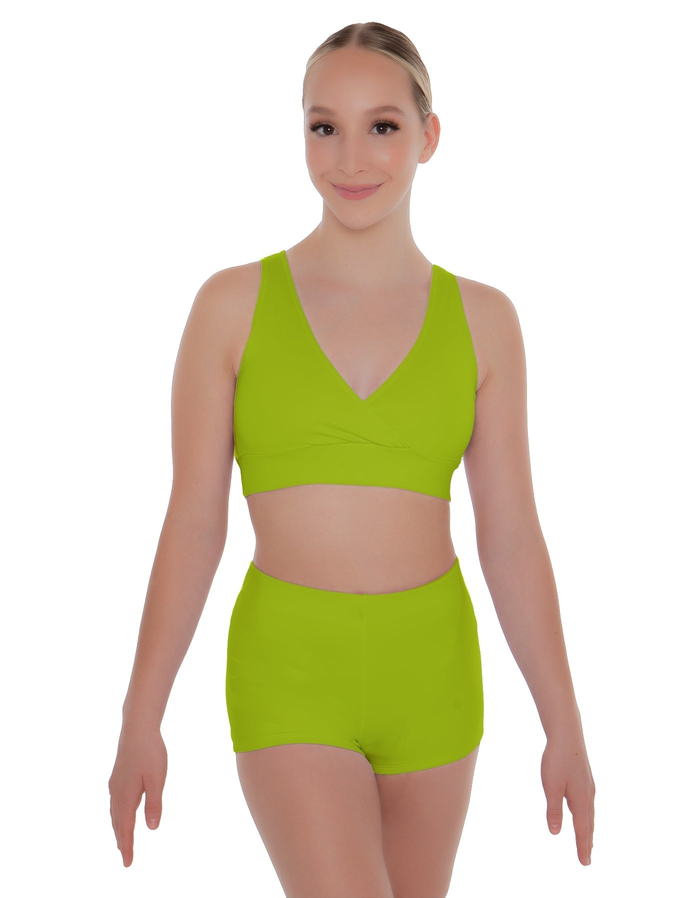 Solid Lycra Crossover Front Back Sleeveless Crop Top