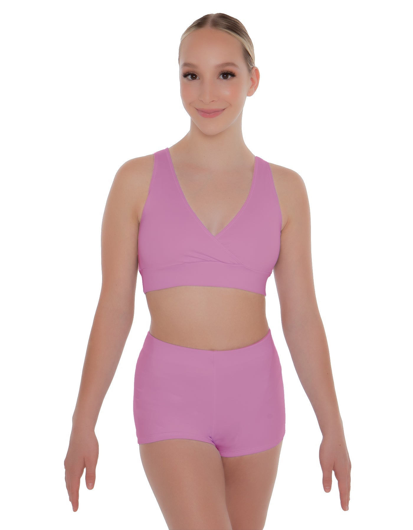 Solid Lycra Crossover Front Back Sleeveless Crop Top