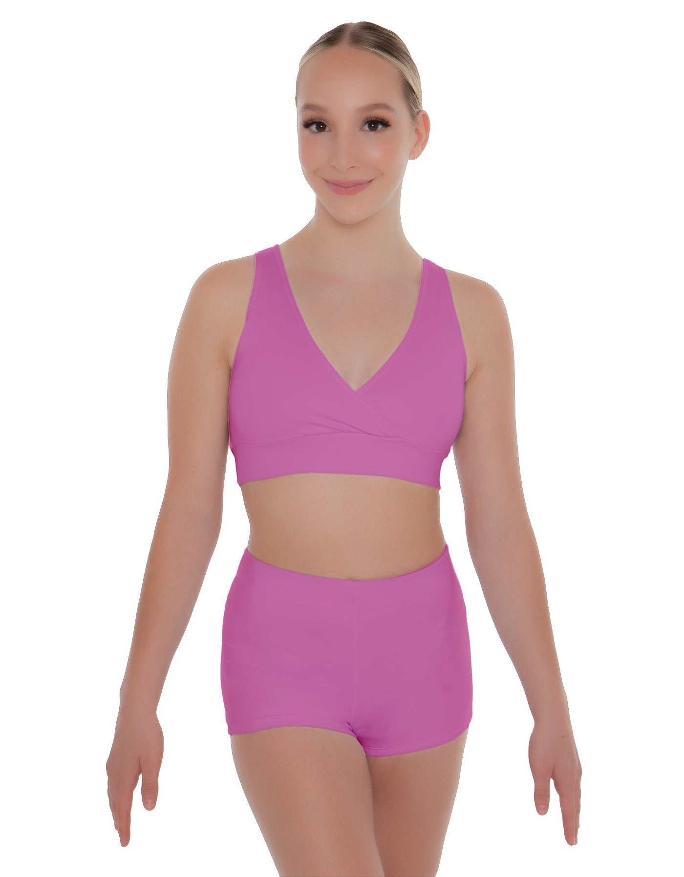 Solid Lycra Crossover Front Back Sleeveless Crop Top