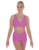 Solid Lycra Crossover Front Back Sleeveless Crop Top