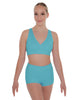 Solid Lycra Crossover Front Back Sleeveless Crop Top