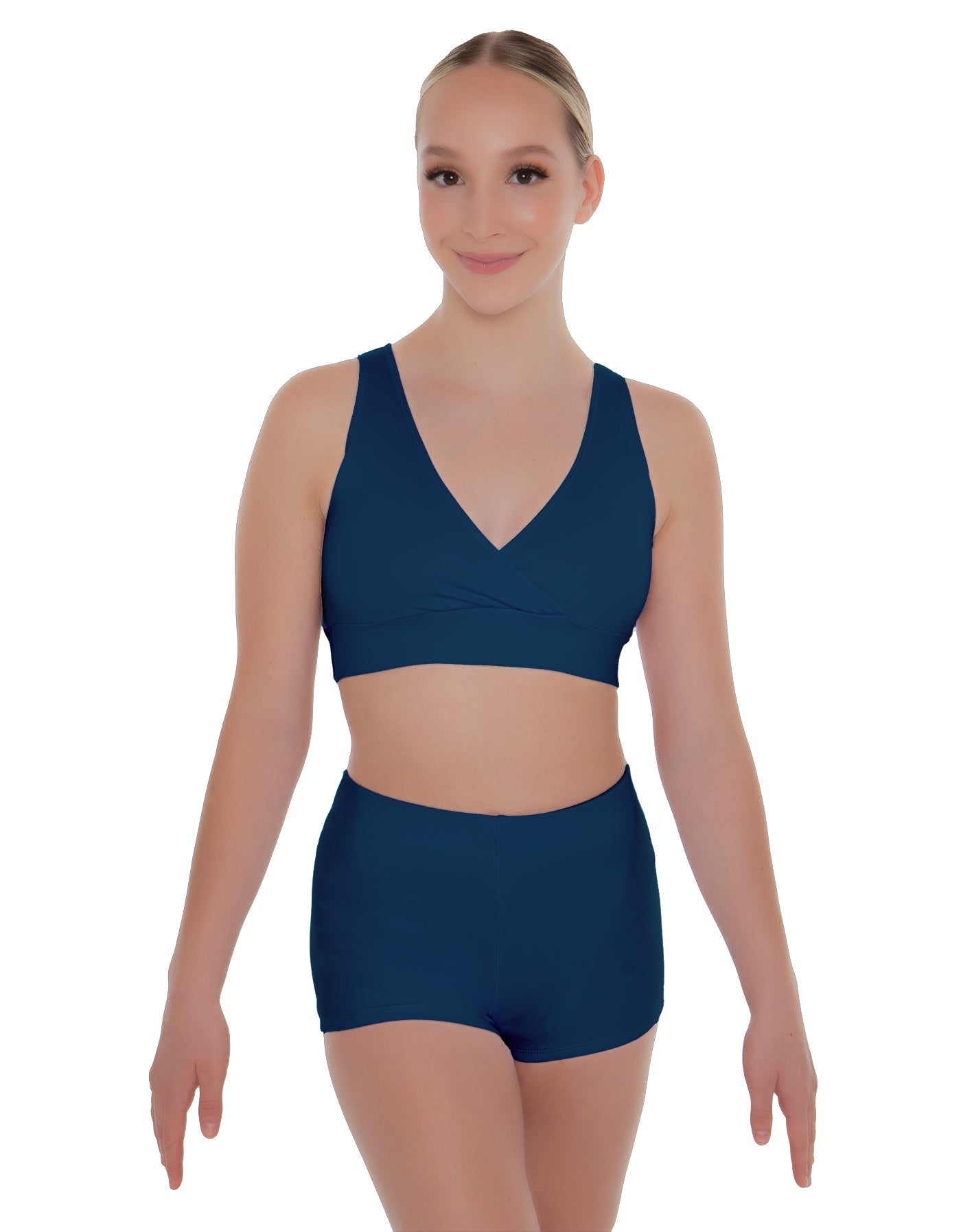 Solid Lycra Crossover Front Back Sleeveless Crop Top