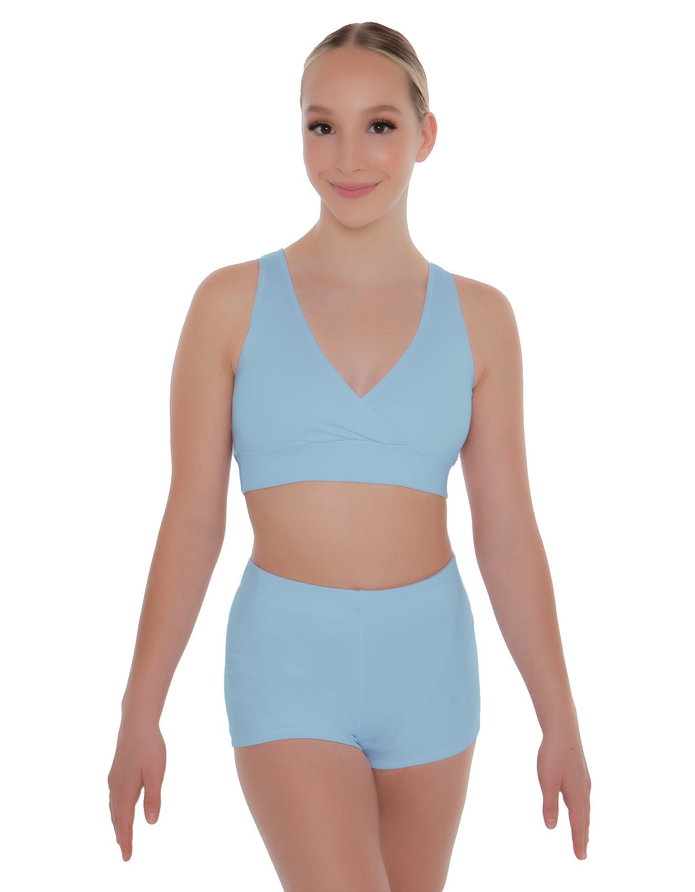 Solid Lycra Crossover Front Back Sleeveless Crop Top
