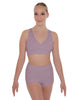 Solid Lycra Crossover Front Back Sleeveless Crop Top