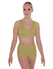Solid Lycra Crossover Front Back Sleeveless Crop Top