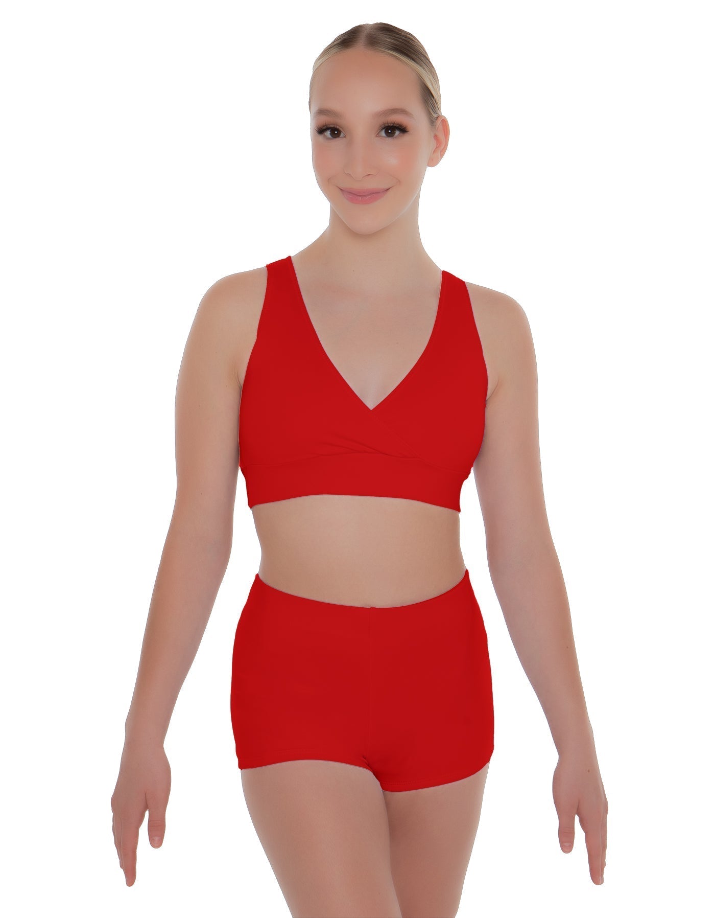 Solid Lycra Crossover Front Back Sleeveless Crop Top