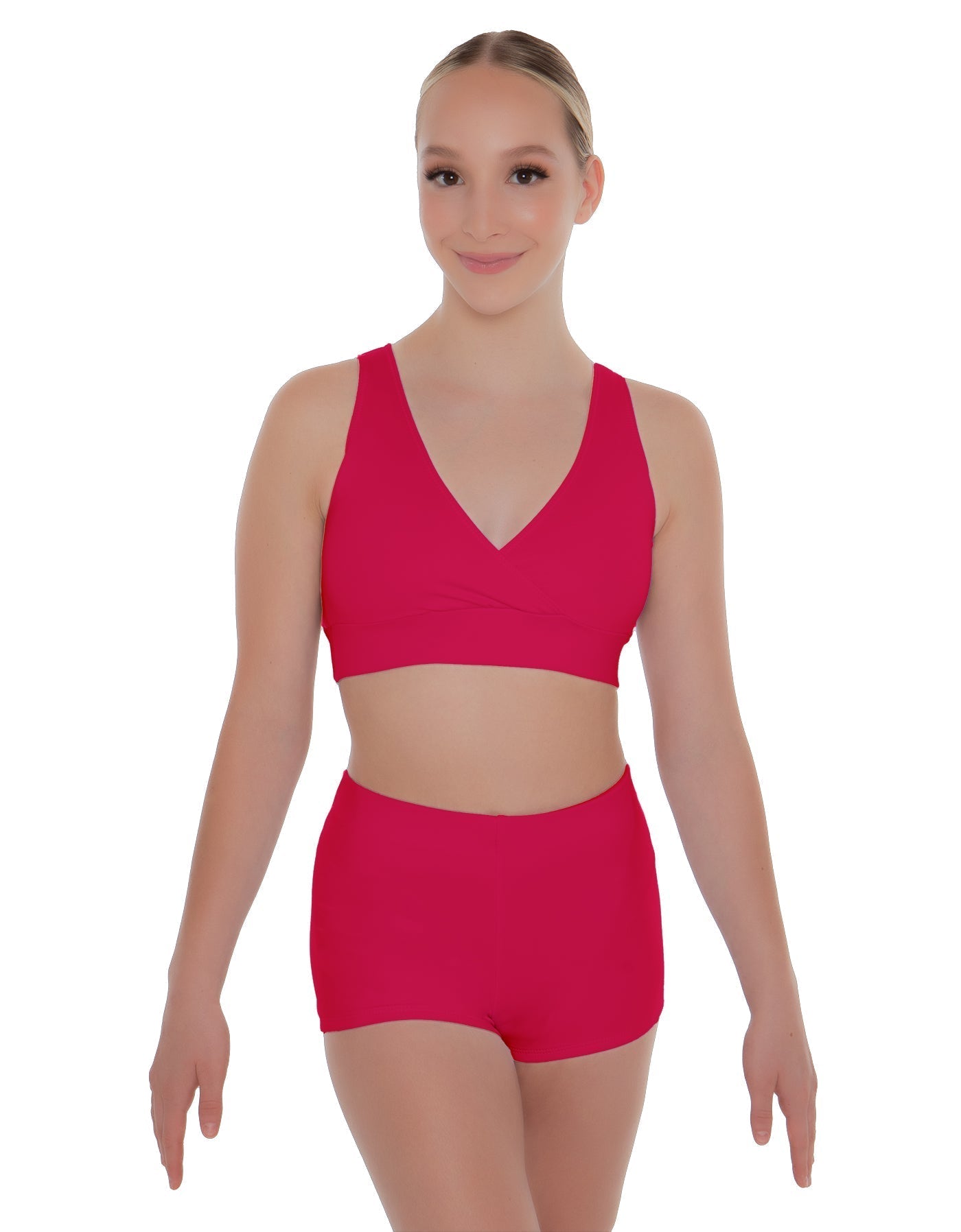 Solid Lycra Crossover Front Back Sleeveless Crop Top