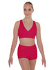 Solid Lycra Crossover Front Back Sleeveless Crop Top