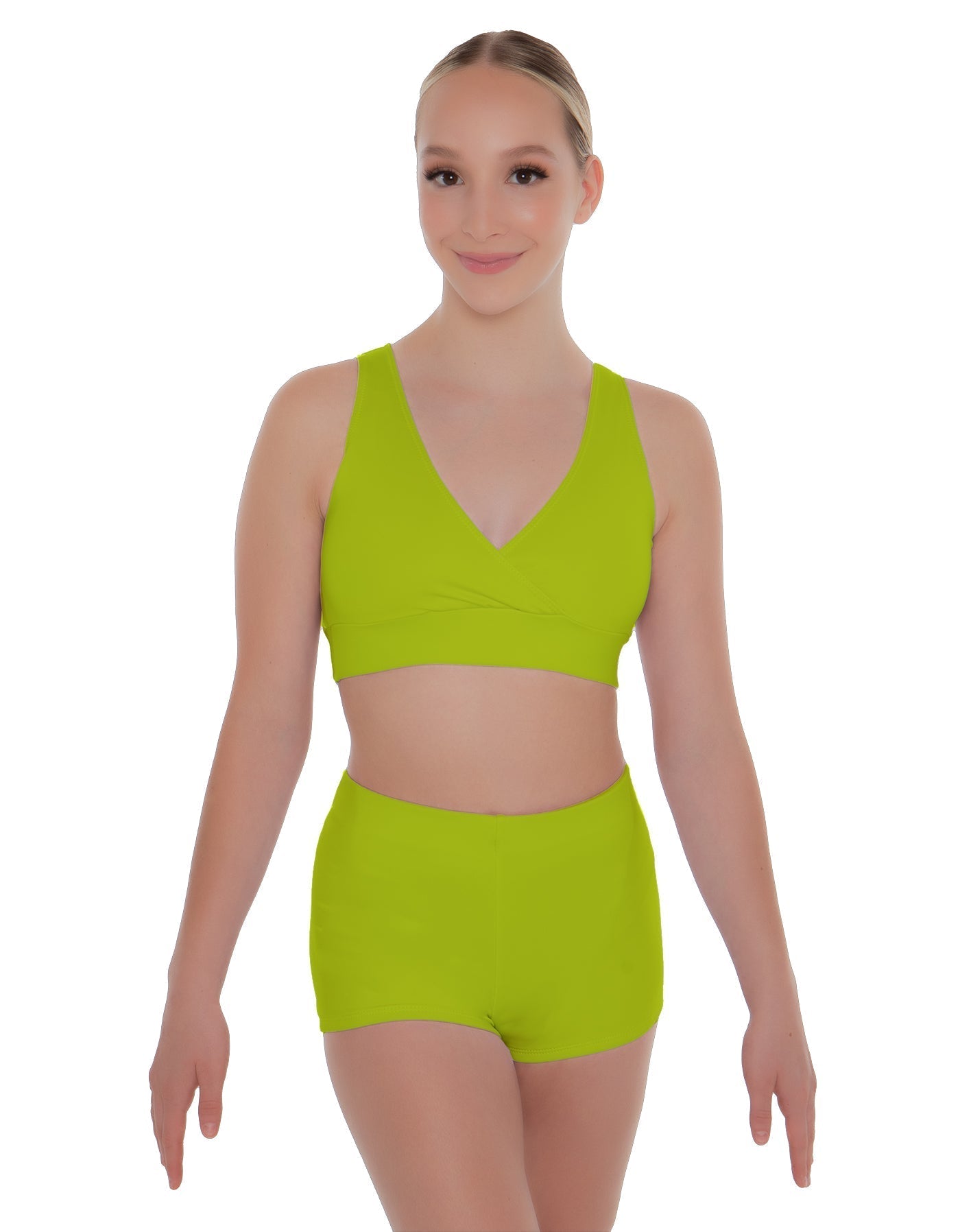 Solid Lycra Crossover Front Back Sleeveless Crop Top