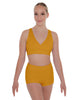 Solid Lycra Crossover Front Back Sleeveless Crop Top