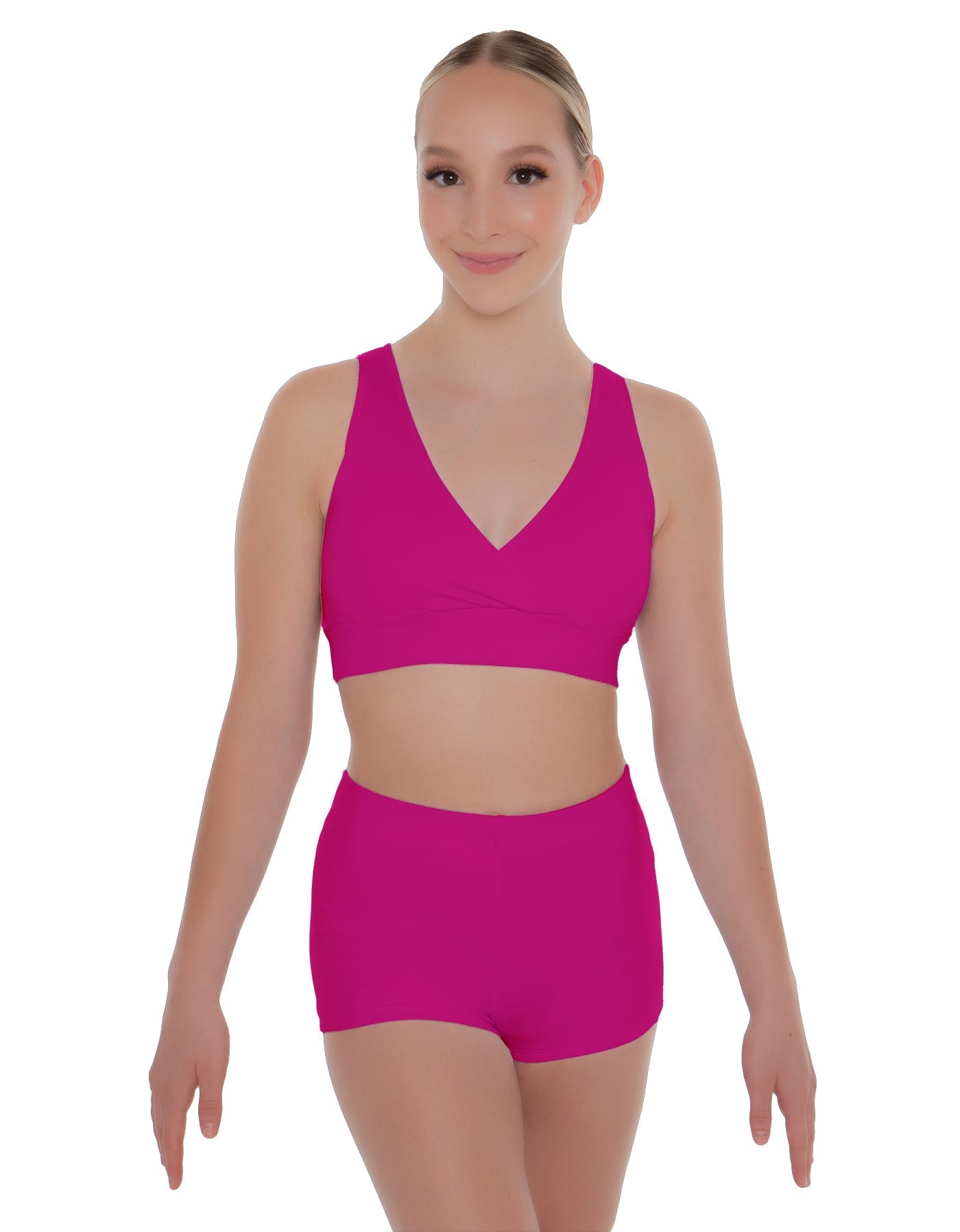 Solid Lycra Crossover Front Back Sleeveless Crop Top