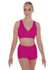 Solid Lycra Crossover Front Back Sleeveless Crop Top