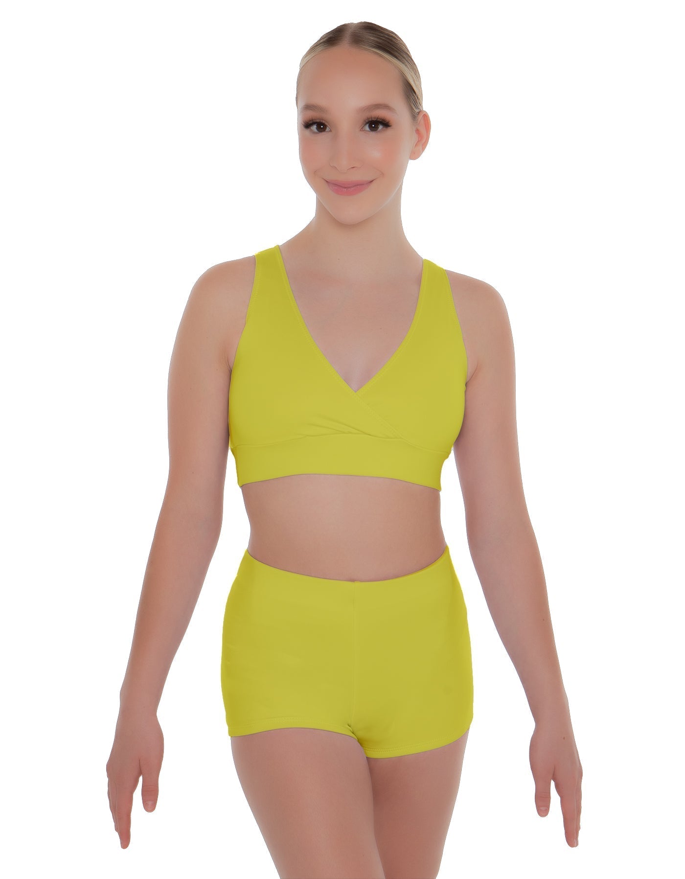 Solid Lycra Crossover Front Back Sleeveless Crop Top