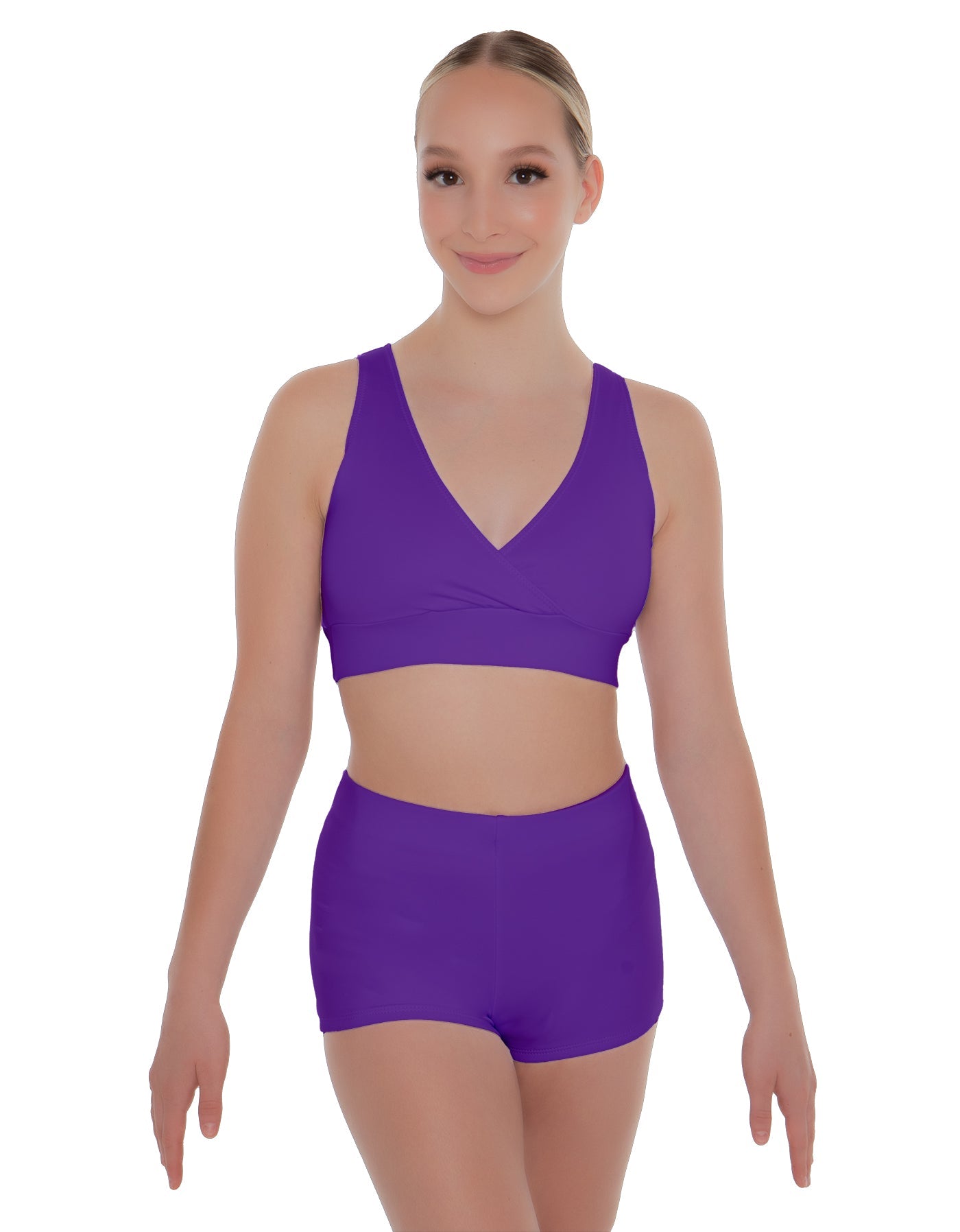 Solid Lycra Crossover Front Back Sleeveless Crop Top