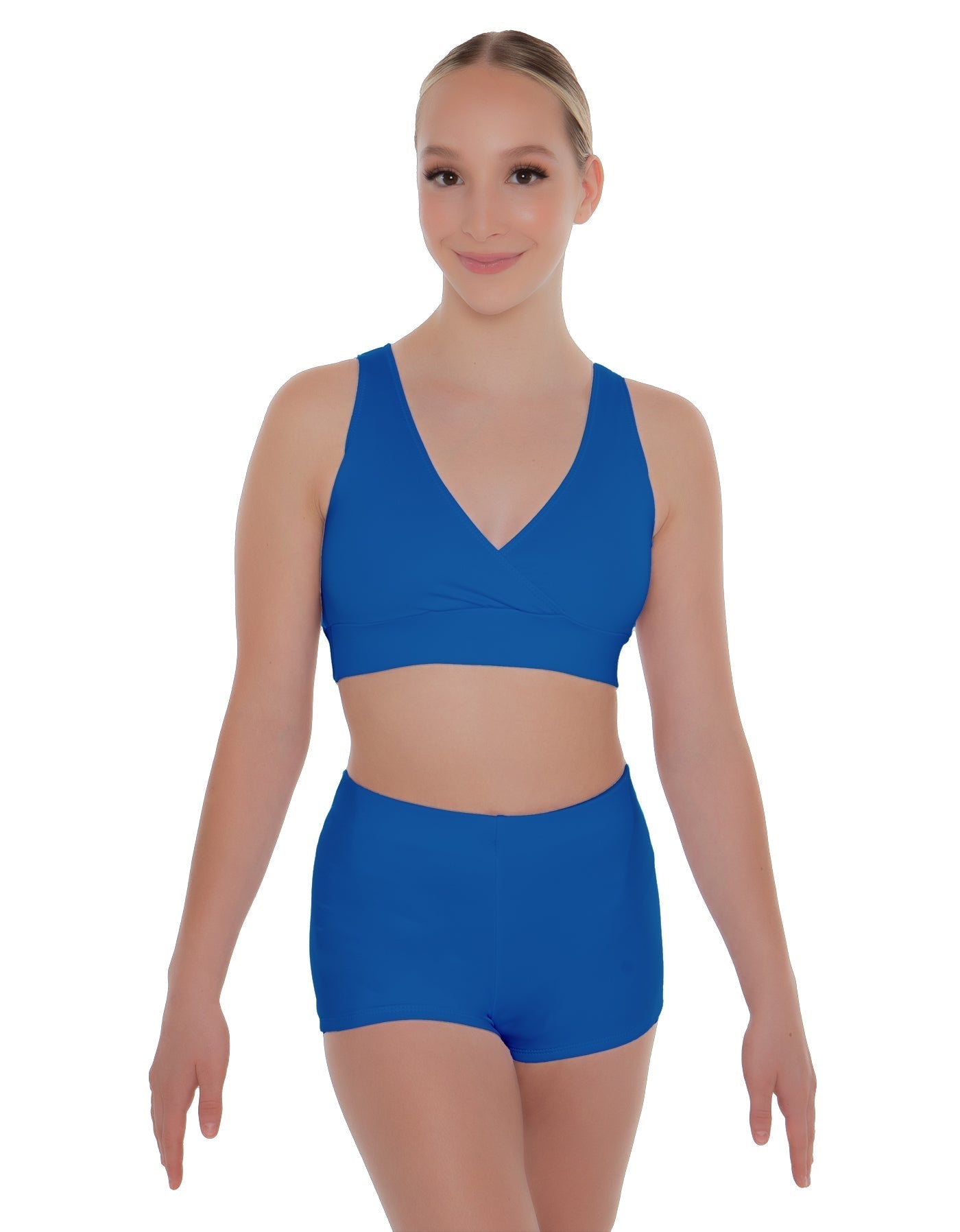 Solid Lycra Crossover Front Back Sleeveless Crop Top