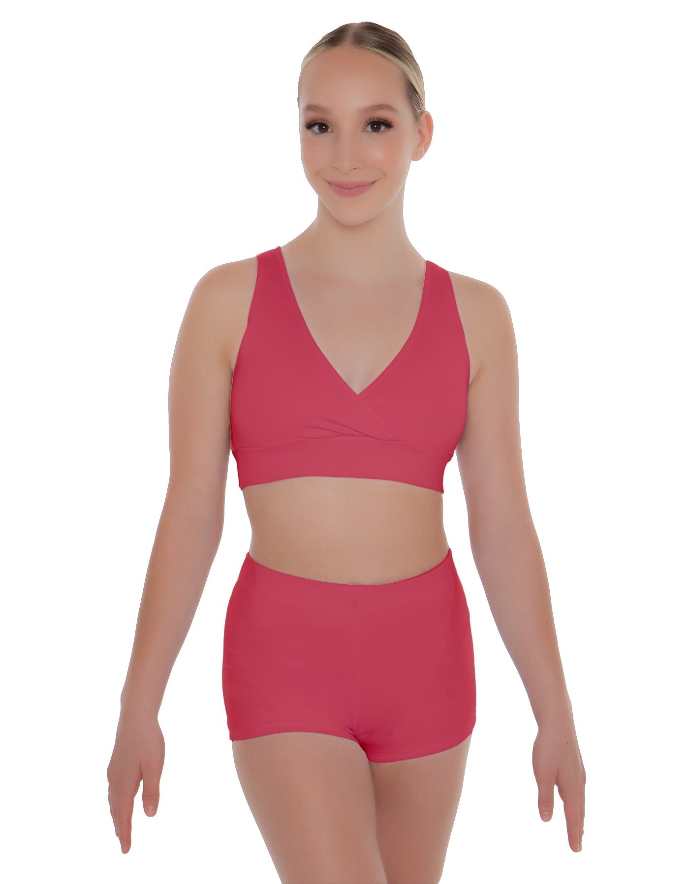 Solid Lycra Crossover Front Back Sleeveless Crop Top