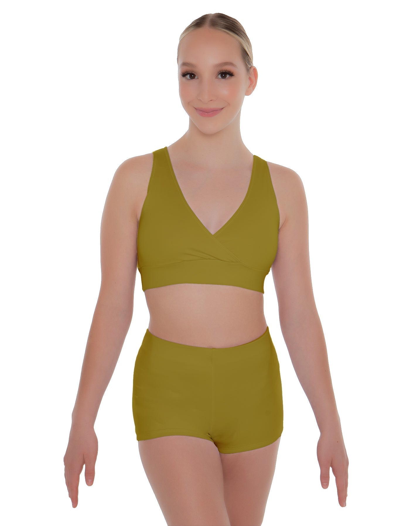 Solid Lycra Crossover Front Back Sleeveless Crop Top