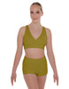 Solid Lycra Crossover Front Back Sleeveless Crop Top