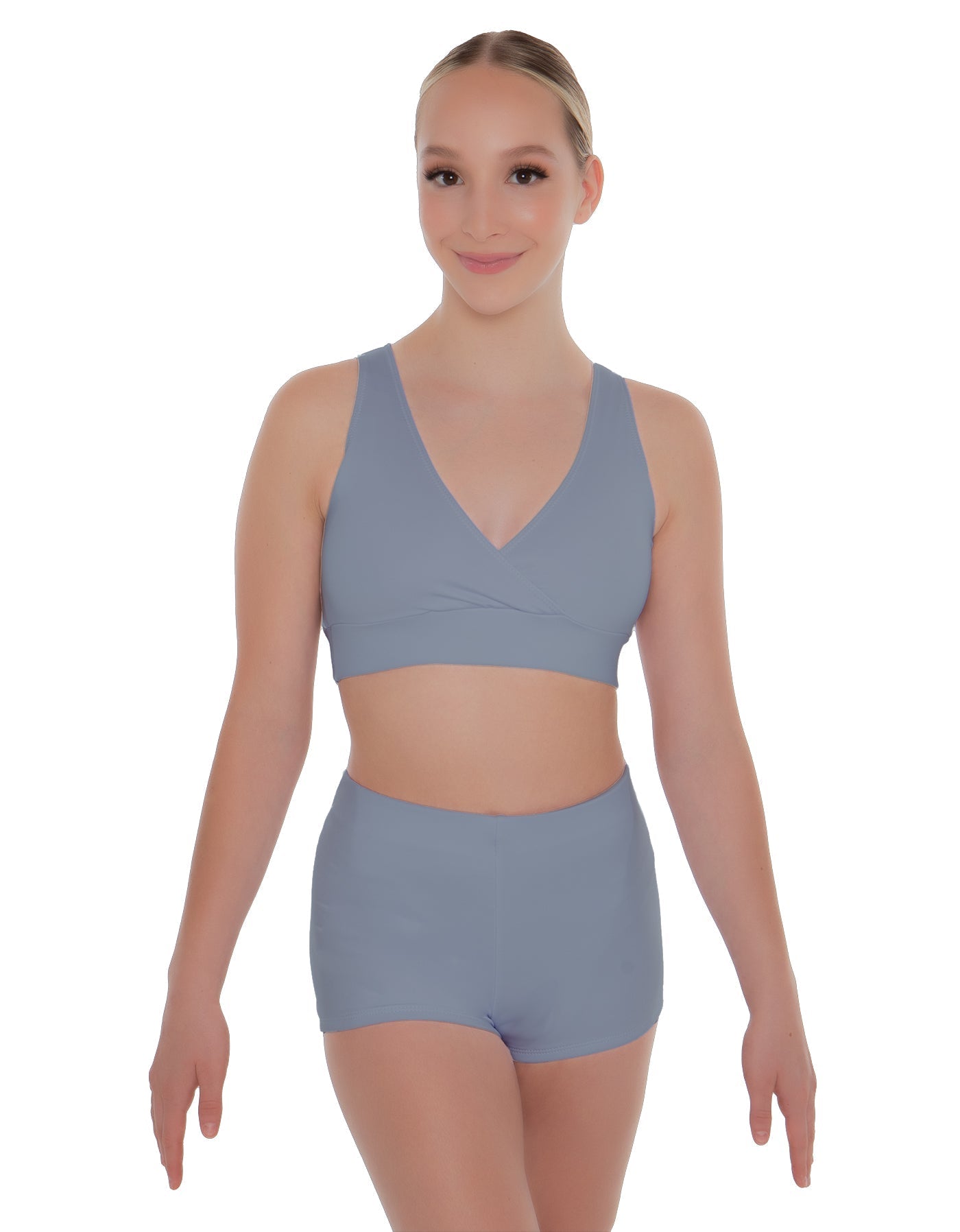 Solid Lycra Crossover Front Back Sleeveless Crop Top