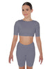 Solid Lycra Short Sleeve Crop Top