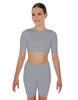 Solid Lycra Short Sleeve Crop Top