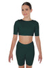 Solid Lycra Short Sleeve Crop Top