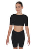Solid Lycra Short Sleeve Crop Top