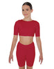 Solid Lycra Short Sleeve Crop Top